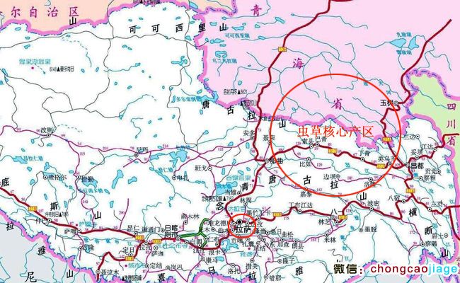 西藏拉薩到那曲蟲草核心產(chǎn)區(qū)地圖